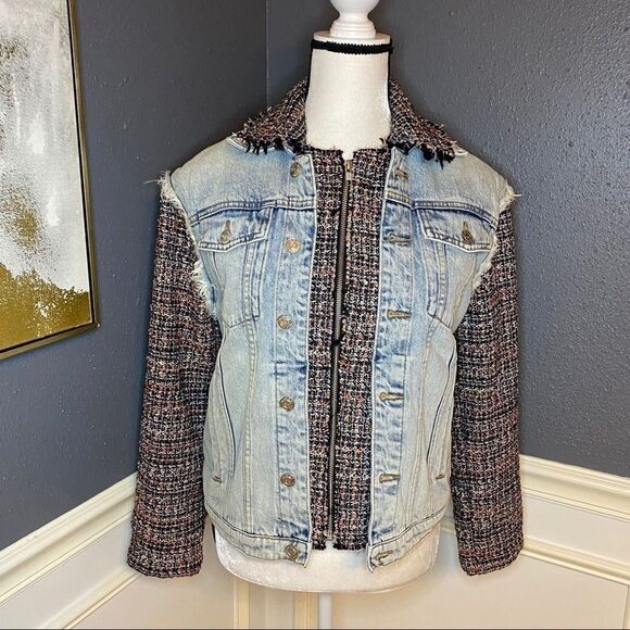 Current/Elliott The Charmer Tweed & Denim Jacket - Picture 7 of 15